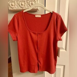 Frankee & Skylarr Red Ribbed Top NWT - XL